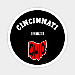 🐱‍👤 Cincinnati Ohio Strong, Black and Red Map, 1788, City Pride Magnet